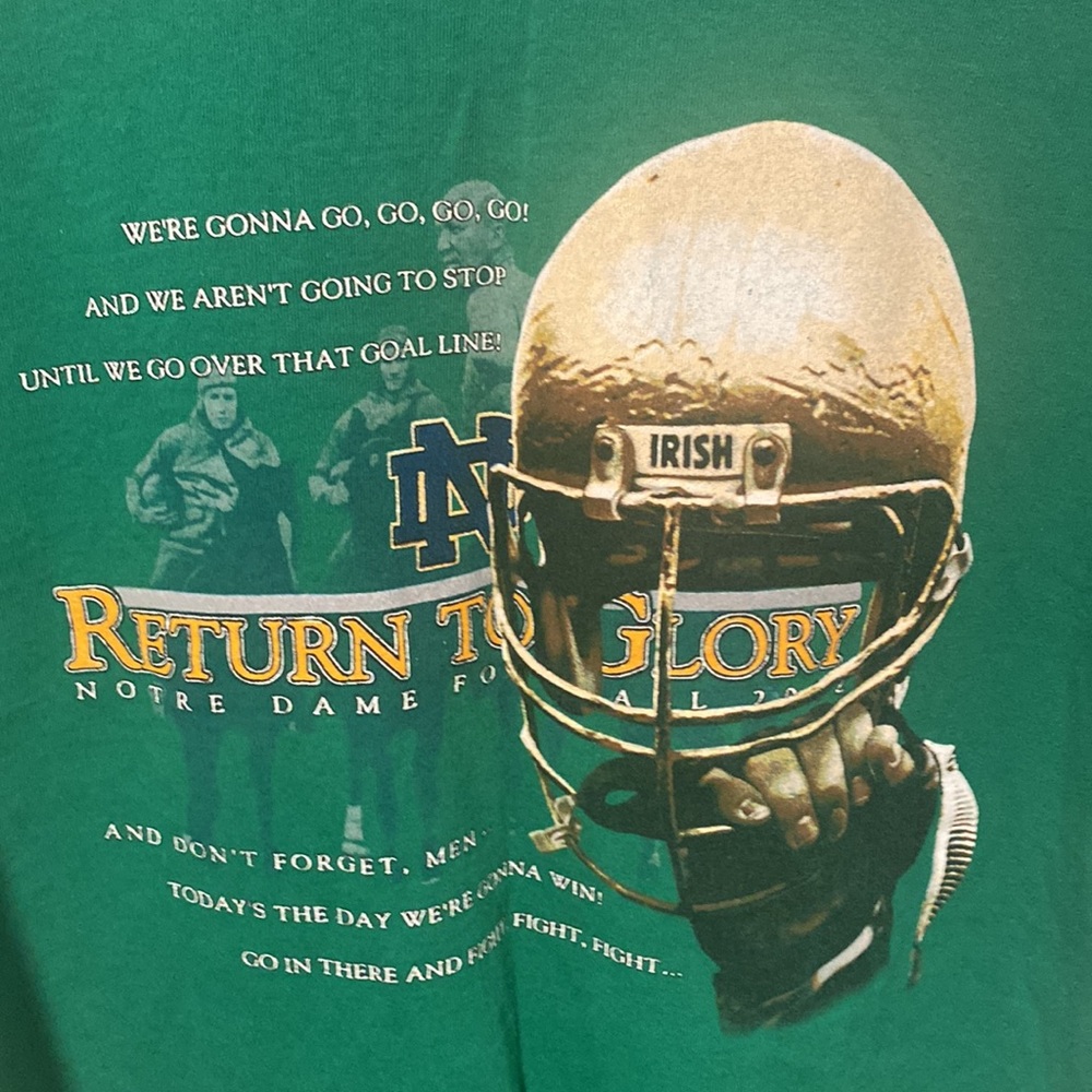 Notre Dame Football Return to Glory 2002 vintage tshirt XL